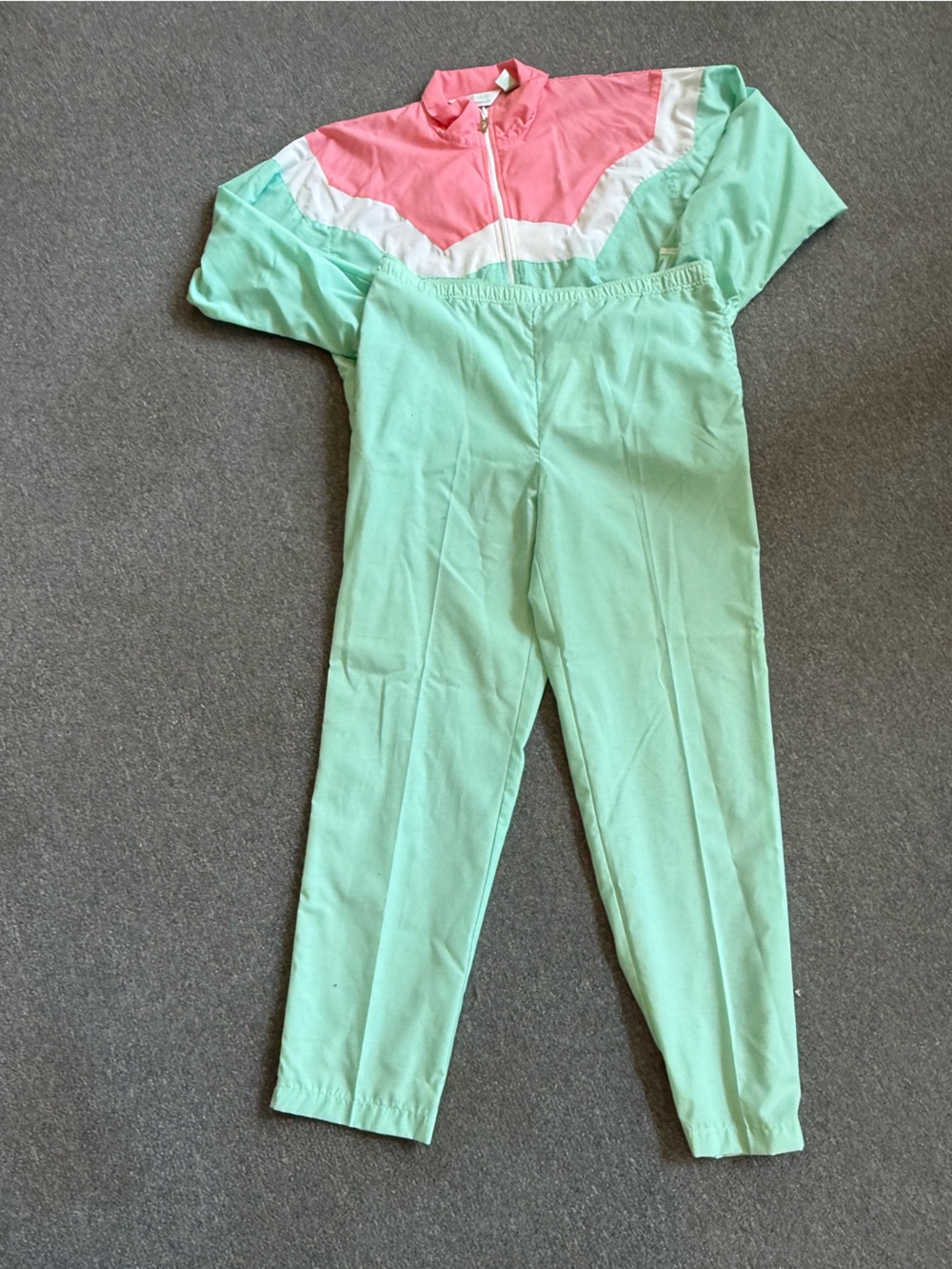 Women’s Mint Green and Pink Colorblock Track Pants and bomber jacket size L
